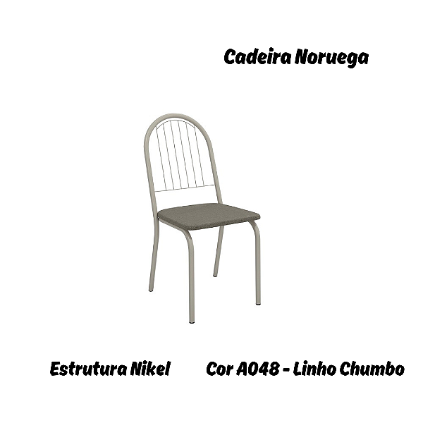 Par de Cadeiras Noruega - Ref. 2C077-NK - Estampa: A048 (Linho Chumbo) Nikel - Kappesberg
