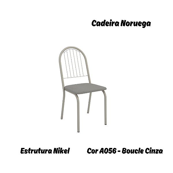 Par de Cadeiras Noruega - Ref. 2C077-NK - Estampa: A056 (Bouclé Cinza) Nikel - Kappesberg