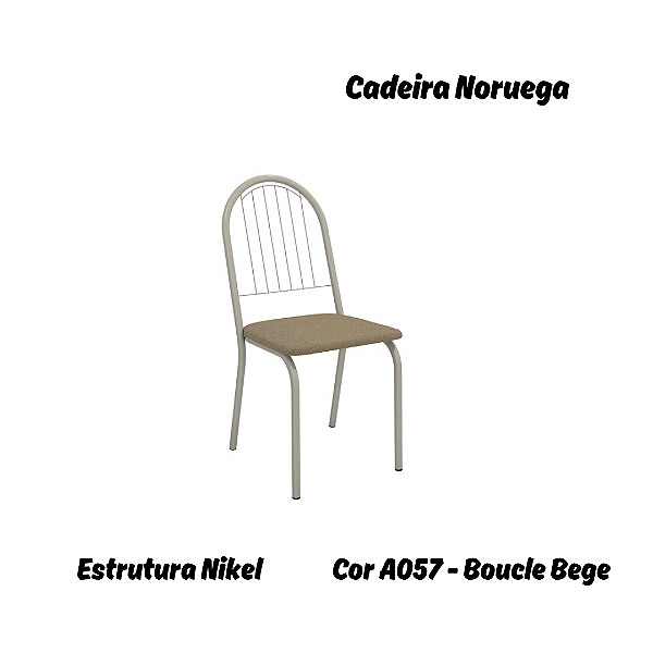 Par de Cadeiras Noruega - Ref. 2C077-NK - Estampa: A057 (Bouclé Bege) Nikel - Kappesberg
