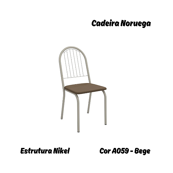 Par de Cadeiras Noruega - Ref. 2C077-NK - Estampa: A059 (Bege) Nikel - Kappesberg
