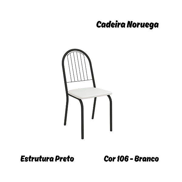 Par de Cadeiras Noruega - Ref. 2C077-PR - Estampa: 106 (Branco) Preto - Kappesberg