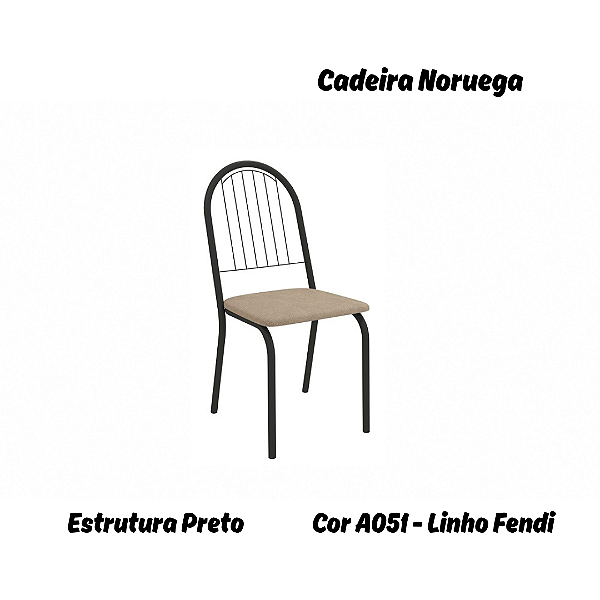 Par de Cadeiras Noruega - Ref. 2C077-PR - Estampa: A051 (Linho Fendi) Preto - Kappesberg