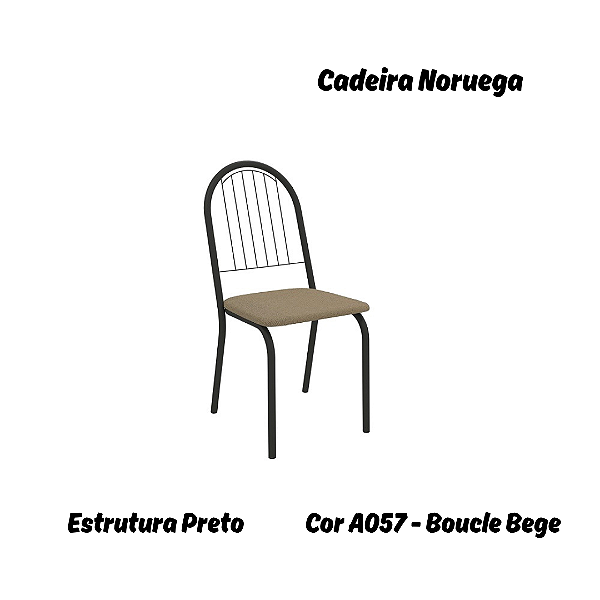 Par de Cadeiras Noruega - Ref. 2C077-PR - Estampa: A057 (Bouclé Bege) Preto - Kappesberg