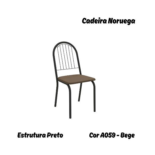 Par de Cadeiras Noruega - Ref. 2C077-PR - Estampa: A059 (Bege) Preto - Kappesberg