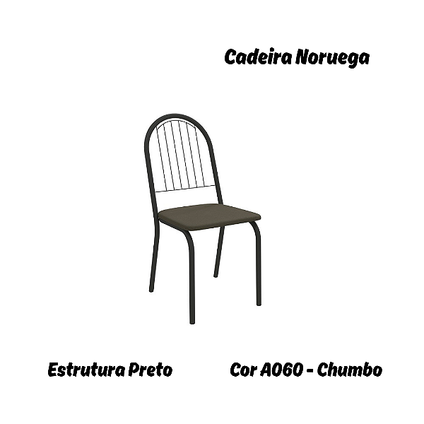 Par de Cadeiras Noruega - Ref. 2C077-PR - Estampa: A060 (Chumbo) Preto - Kappesberg