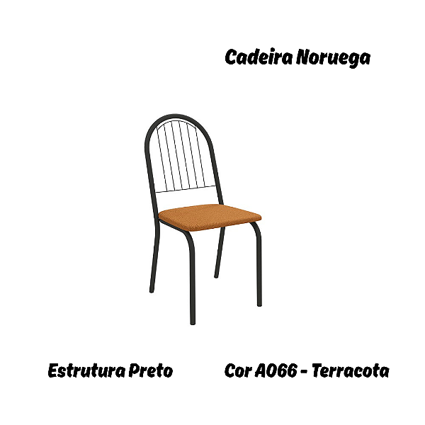 Par de Cadeiras Noruega - Ref. 2C077-PR - Estampa: A066 (Terracota) Preto - Kappesberg