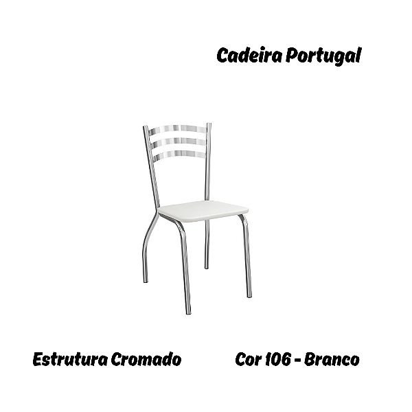 Par de Cadeiras Portugal - Ref. 2C007-CR - Estampa: 106 (Branco) Cromado - Kappesberg