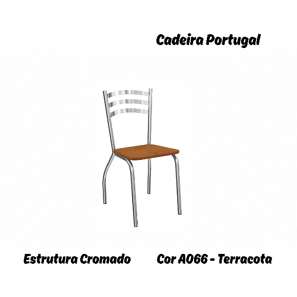 Par de Cadeiras Portugal - Ref. 2C007-CR - Estampa: A066 (Terracota) Cromado - Kappesberg
