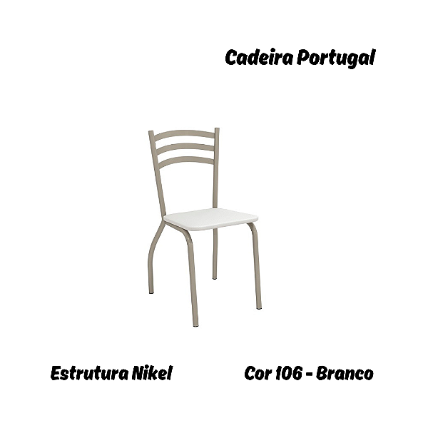 Par de Cadeiras Portugal - Ref. 2C007-NK - Estampa: 106 (Branco) Nikel - Kappesberg