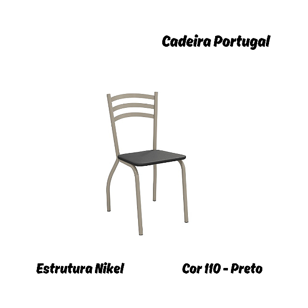 Par de Cadeiras Portugal - Ref. 2C007-NK - Estampa: 110 (Preto) Nikel - Kappesberg
