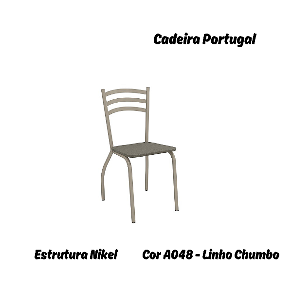 Par de Cadeiras Portugal - Ref. 2C007-NK - Estampa: A048 (Linho Chumbo) Nikel - Kappesberg