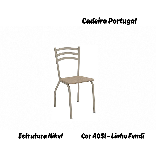 Par de Cadeiras Portugal - Ref. 2C007-NK - Estampa: A051 (Linho Fendi) Nikel - Kappesberg