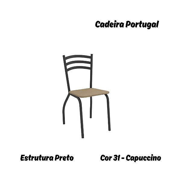 Par de Cadeiras Portugal - Ref. 2C007-PR - Estampa: 31 (Capuccino) Preto - Kappesberg