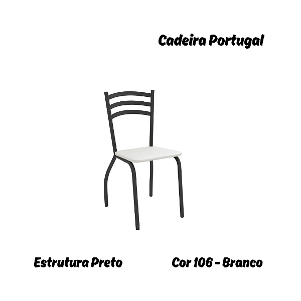 Par de Cadeiras Portugal - Ref. 2C007-PR - Estampa: 106 (Branco) Preto - Kappesberg