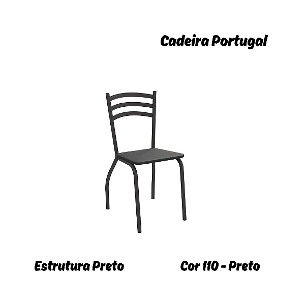 Par de Cadeiras Portugal - Ref. 2C007-PR - Estampa: 110 (Preto) Preto - Kappesberg