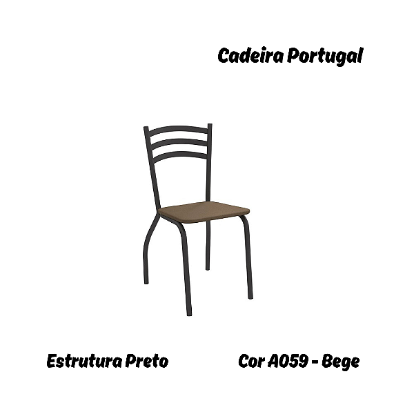Par de Cadeiras Portugal - Ref. 2C007-PR - Estampa: A059 (Bege) Preto - Kappesberg