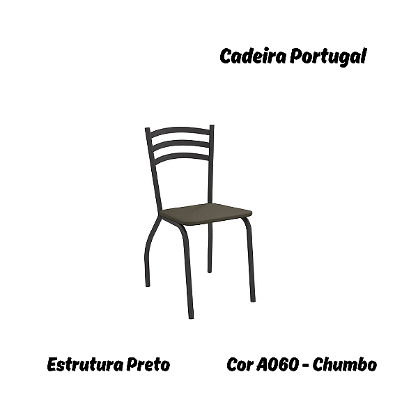 Par de Cadeiras Portugal - Ref. 2C007-PR - Estampa: A060 (Chumbo) Preto - Kappesberg