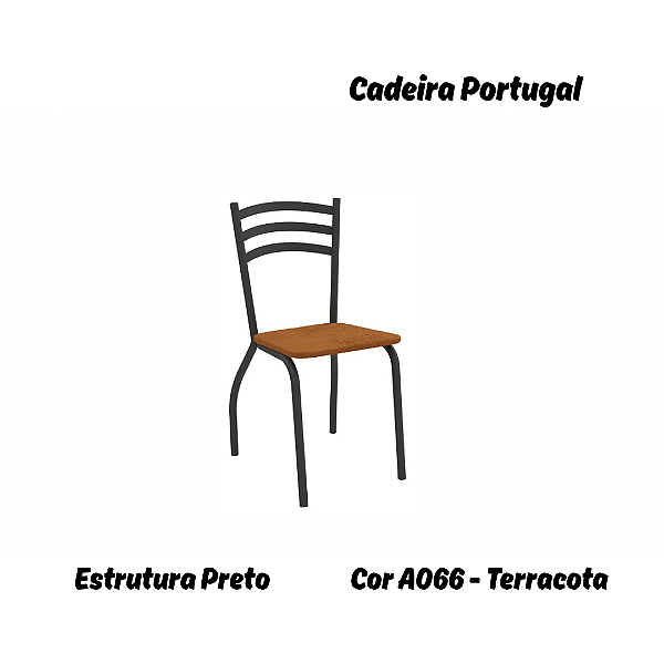 Par de Cadeiras Portugal - Ref. 2C007-PR - Estampa: A066 (Terracota) Preto - Kappesberg