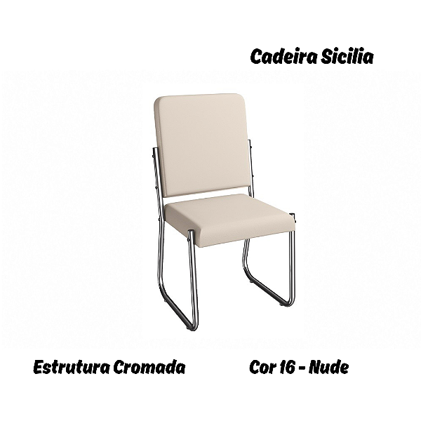 Par de Cadeiras Sicilia - Ref. 2C139-CR - Estampa: 16 (Nude) Cromado - Kappesberg
