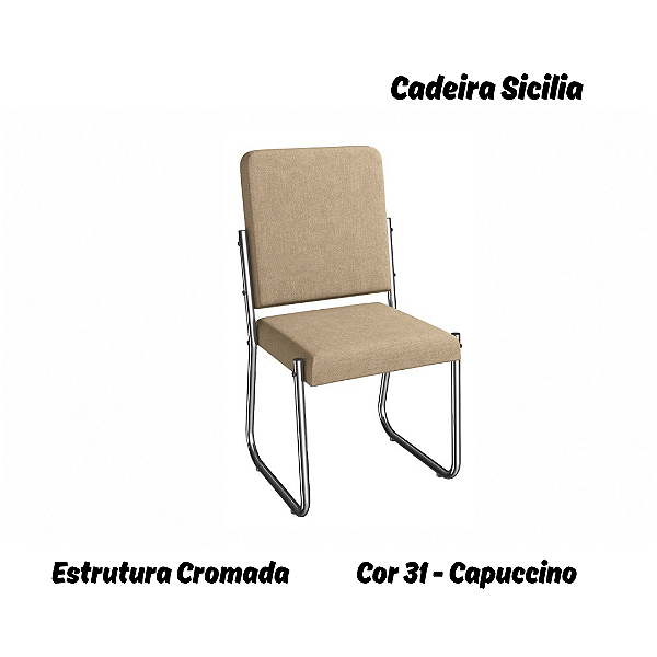 Par de Cadeiras Sicilia - Ref. 2C139-CR - Estampa: 31 (Capuccino) Cromado - Kappesberg