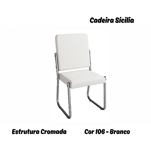 Par de Cadeiras Sicilia - Ref. 2C139-CR - Estampa: 106 (Branco) Cromado - Kappesberg