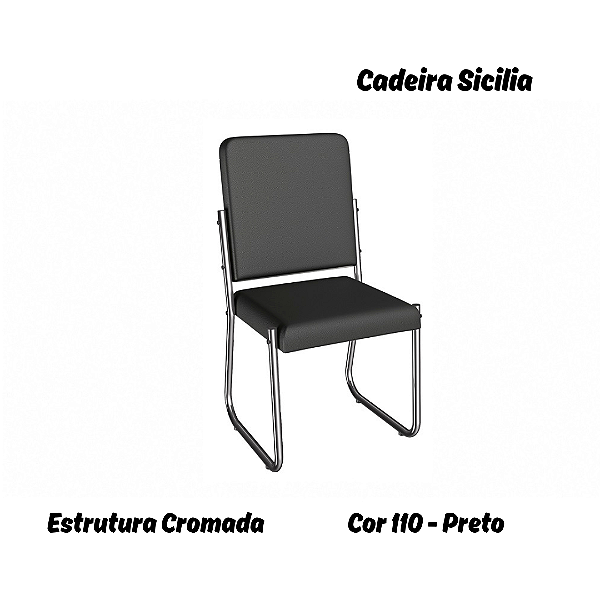 Par de Cadeiras Sicilia - Ref. 2C139-CR - Estampa: 110 (Preto) Cromado - Kappesberg
