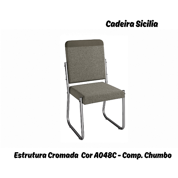 Par de Cadeiras Sicilia - Ref. 2C139-CR - Estampa: A048C (Compose Chumbo) Cromado - Kappesberg