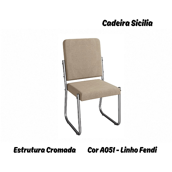 Par de Cadeiras Sicilia - Ref. 2C139-CR - Estampa: A051 (Linho Fendi) Cromado - Kappesberg