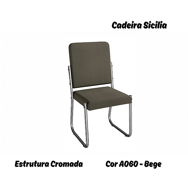 Par de Cadeiras Sicilia - Ref. 2C139-CR - Estampa: A060 (Chumbo) Cromado - Kappesberg
