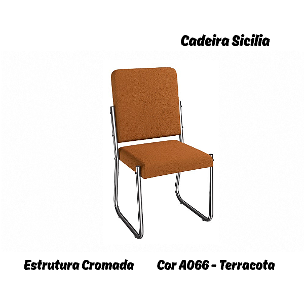 Par de Cadeiras Sicilia - Ref. 2C139-CR - Estampa: A066 (Terracota) Cromado - Kappesberg