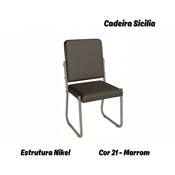 Par de Cadeiras Sicilia - Ref. 2C139-NK - Estampa: 21 (Marrom) Nikel - Kappesberg
