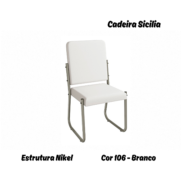 Par de Cadeiras Sicilia - Ref. 2C139-NK - Estampa: 106 (Branco) Nikel - Kappesberg