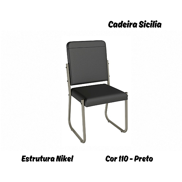 Par de Cadeiras Sicilia - Ref. 2C139-NK - Estampa: 110 (Preto) Nikel - Kappesberg