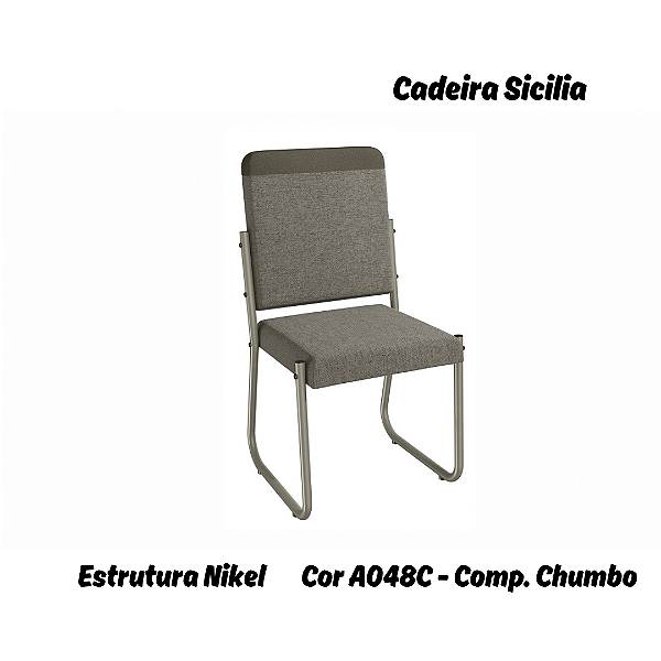 Par de Cadeiras Sicilia - Ref. 2C139-NK - Estampa: A048C (Compose Chumbo) Nikel - Kappesberg
