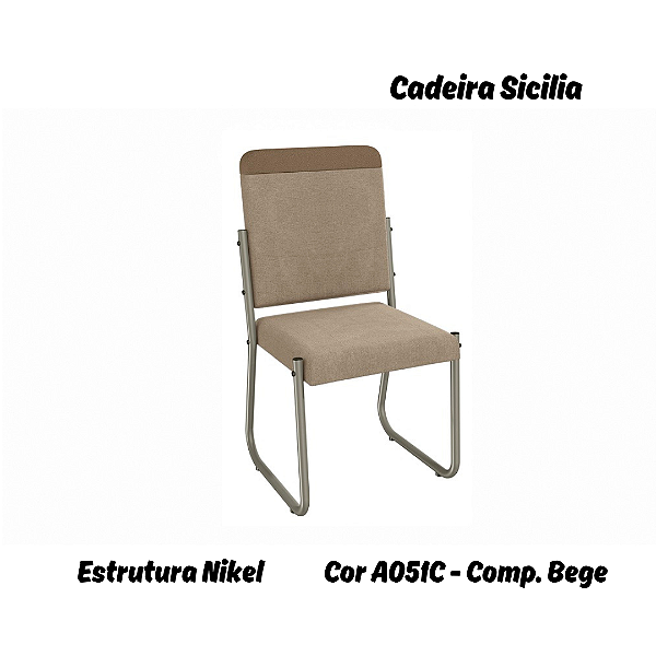 Par de Cadeiras Sicilia - Ref. 2C139-NK - Estampa: A051C (Compose Bege) Nikel - Kappesberg