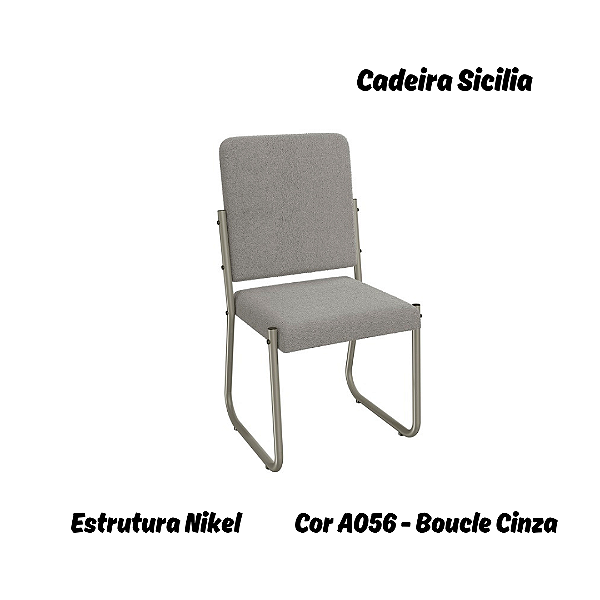 Par de Cadeiras Sicilia - Ref. 2C139-NK - Estampa: A056 (Bouclé Cinza) Nikel - Kappesberg