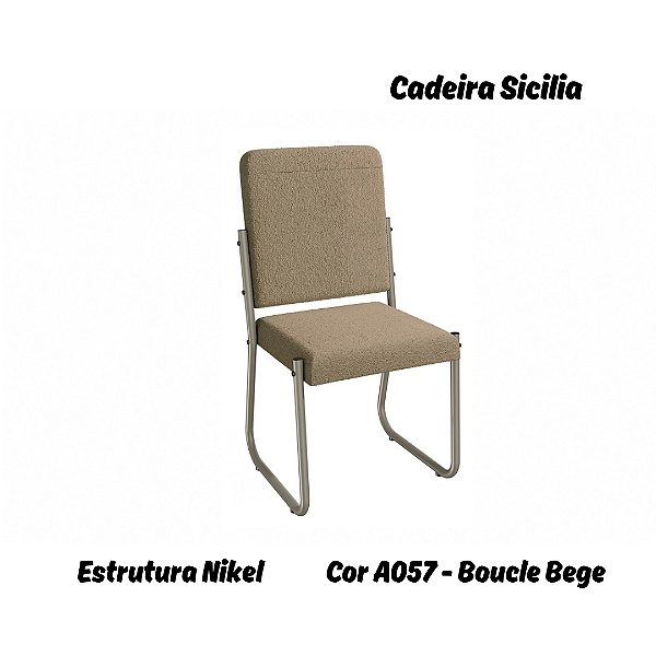 Par de Cadeiras Sicilia - Ref. 2C139-NK - Estampa: A057 (Bouclé Bege) Nikel - Kappesberg