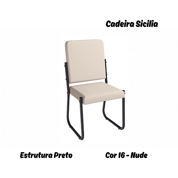 Par de Cadeiras Sicilia - Ref. 2C139-PR - Estampa: 16 (Nude) Preto - Kappesberg