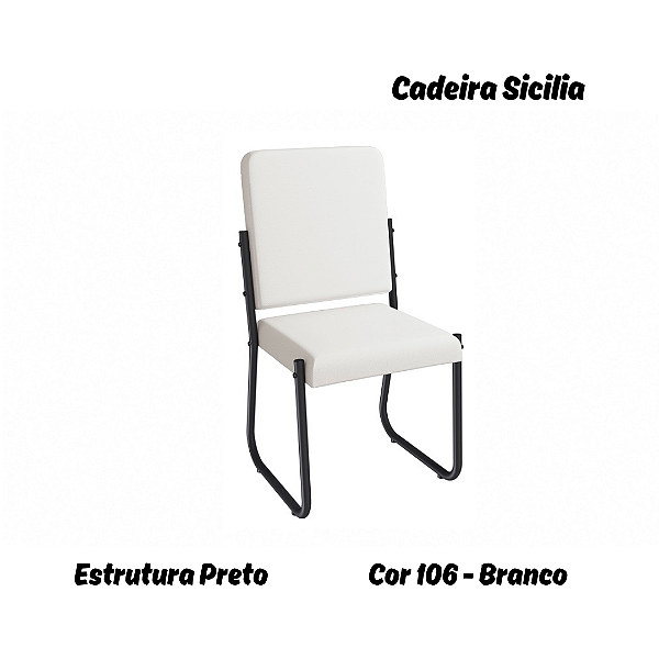 Par de Cadeiras Sicilia - Ref. 2C139-PR - Estampa: 106 (Branco) Preto - Kappesberg