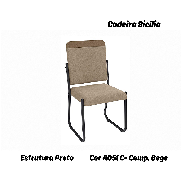 Par de Cadeiras Sicilia - Ref. 2C139-PR - Estampa: A051C (Compose Bege) Preto - Kappesberg