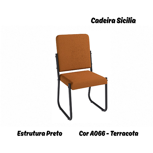 Par de Cadeiras Sicilia - Ref. 2C139-PR - Estampa: A066 (Terracota) Preto - Kappesberg