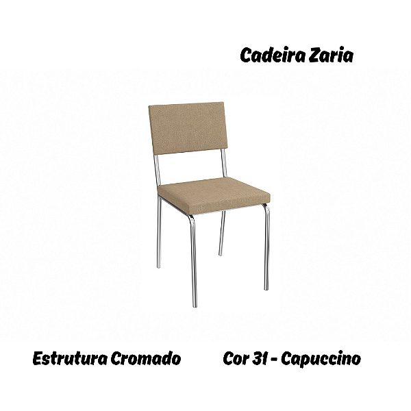 Par de Cadeiras Zaria - Ref. 2C128-CR - Estampa: 31 (Capuccino) Cromado - Kappesberg