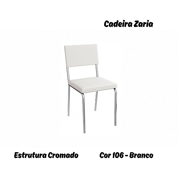 Par de Cadeiras Zaria - Ref. 2C128-CR - Estampa: 106 (Branco) Cromado - Kappesberg