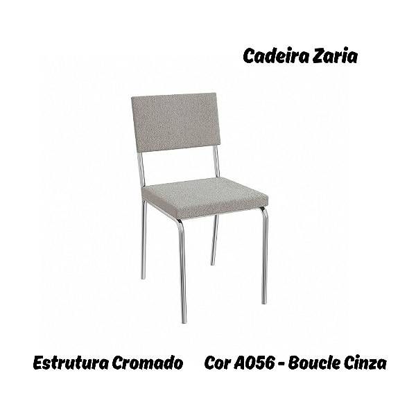 Par de Cadeiras Zaria - Ref. 2C128-CR - Estampa: A056 (Bouclé Cinza) Cromado - Kappesberg