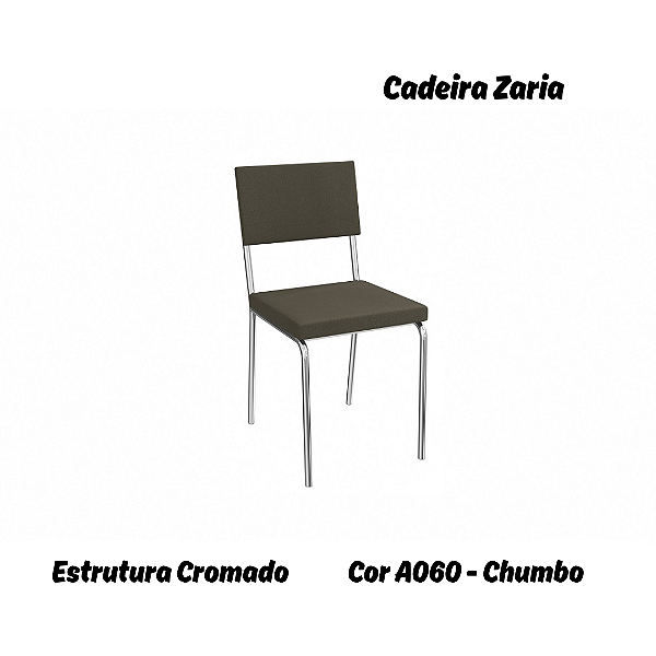 Par de Cadeiras Zaria - Ref. 2C128-CR - Estampa: A060 (Chumbo) Cromado - Kappesberg