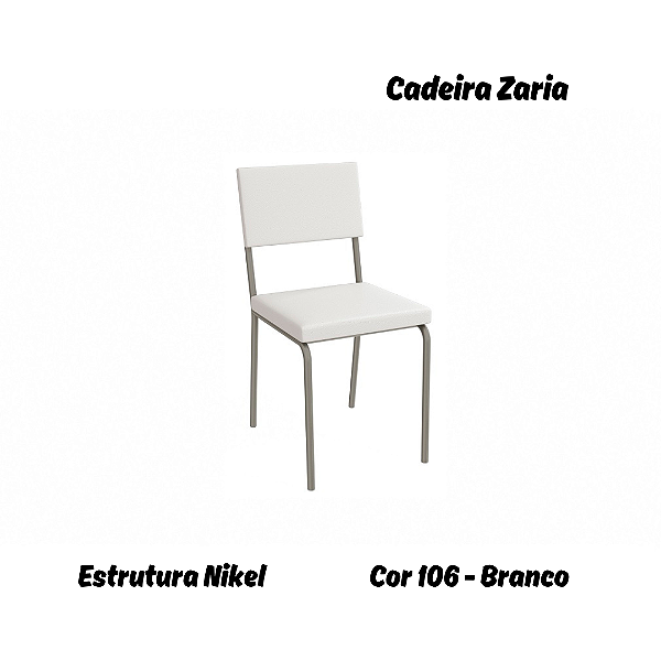 Par de Cadeiras Zaria - Ref. 2C128-NK - Estampa: 106 (Branco) Nikel - Kappesberg