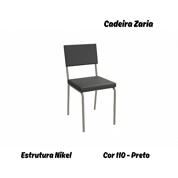 Par de Cadeiras Zaria - Ref. 2C128-NK - Estampa: 110 (Preto) Nikel - Kappesberg