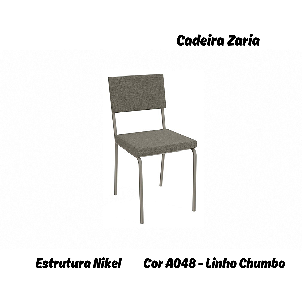 Par de Cadeiras Zaria - Ref. 2C128-NK - Estampa: A048 (Linho Chumbo) Nikel - Kappesberg