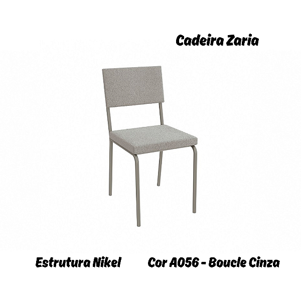 Par de Cadeiras Zaria - Ref. 2C128-NK - Estampa: A056 (Bouclé Cinza) Nikel - Kappesberg