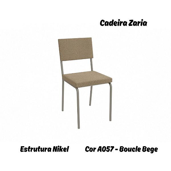 Par de Cadeiras Zaria - Ref. 2C128-NK - Estampa: A057 (Bouclé Bege) Nikel - Kappesberg